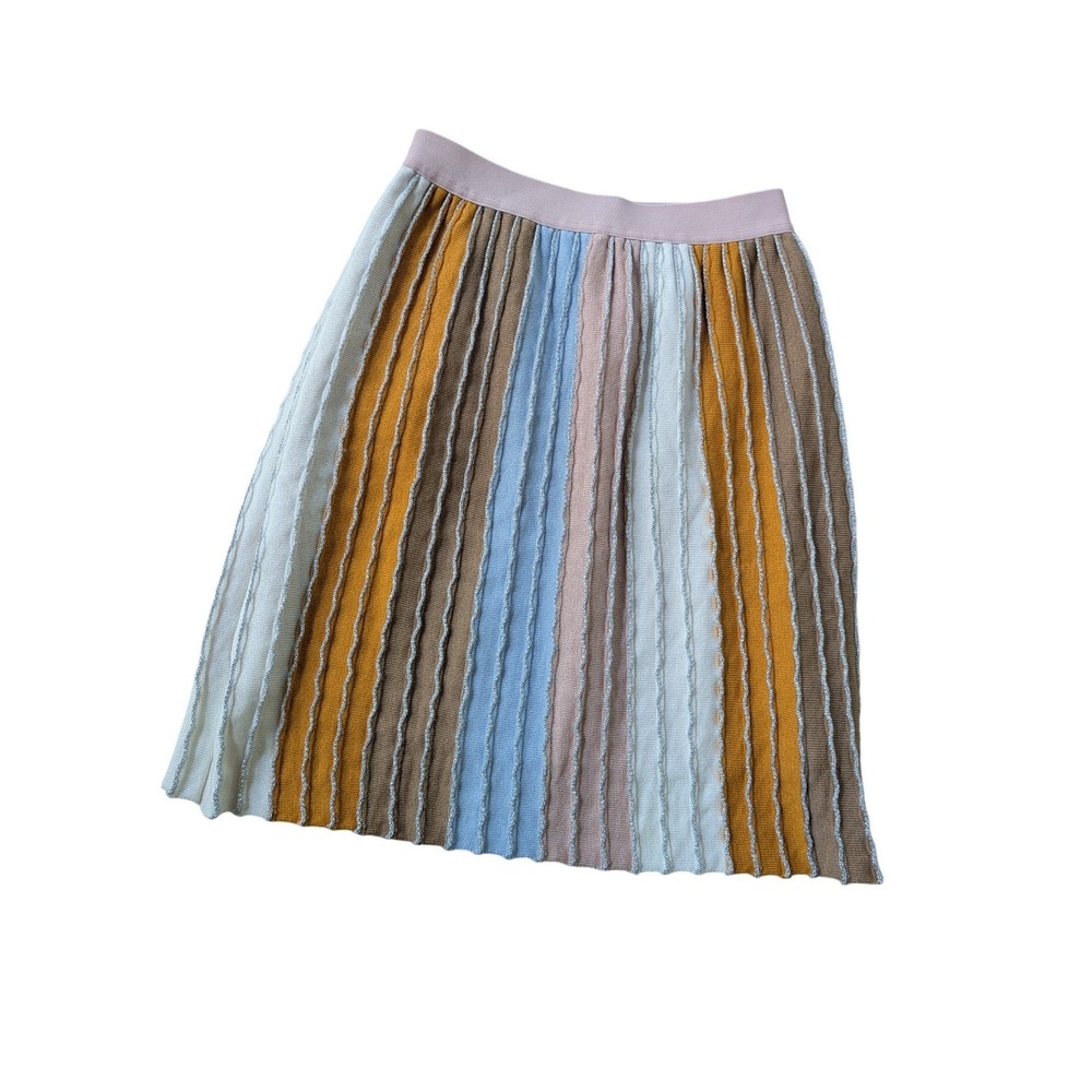 Eva Franco Anthropologie Striped Pleated Knit Skirt KN9980AN Metallic XS NWT